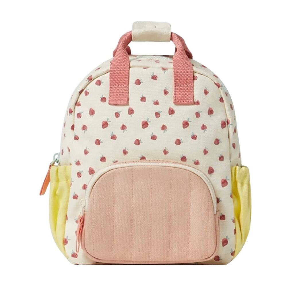 Strawberry Print Kid's Small Canvas Backpack SchoolBag